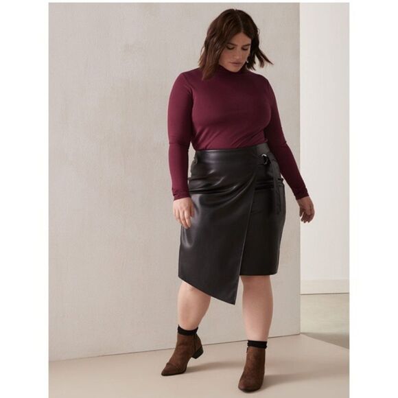 Addition Elle 𝅺Faux Leather Asymmetric Skirt Size 12 - Picture 1 of 13